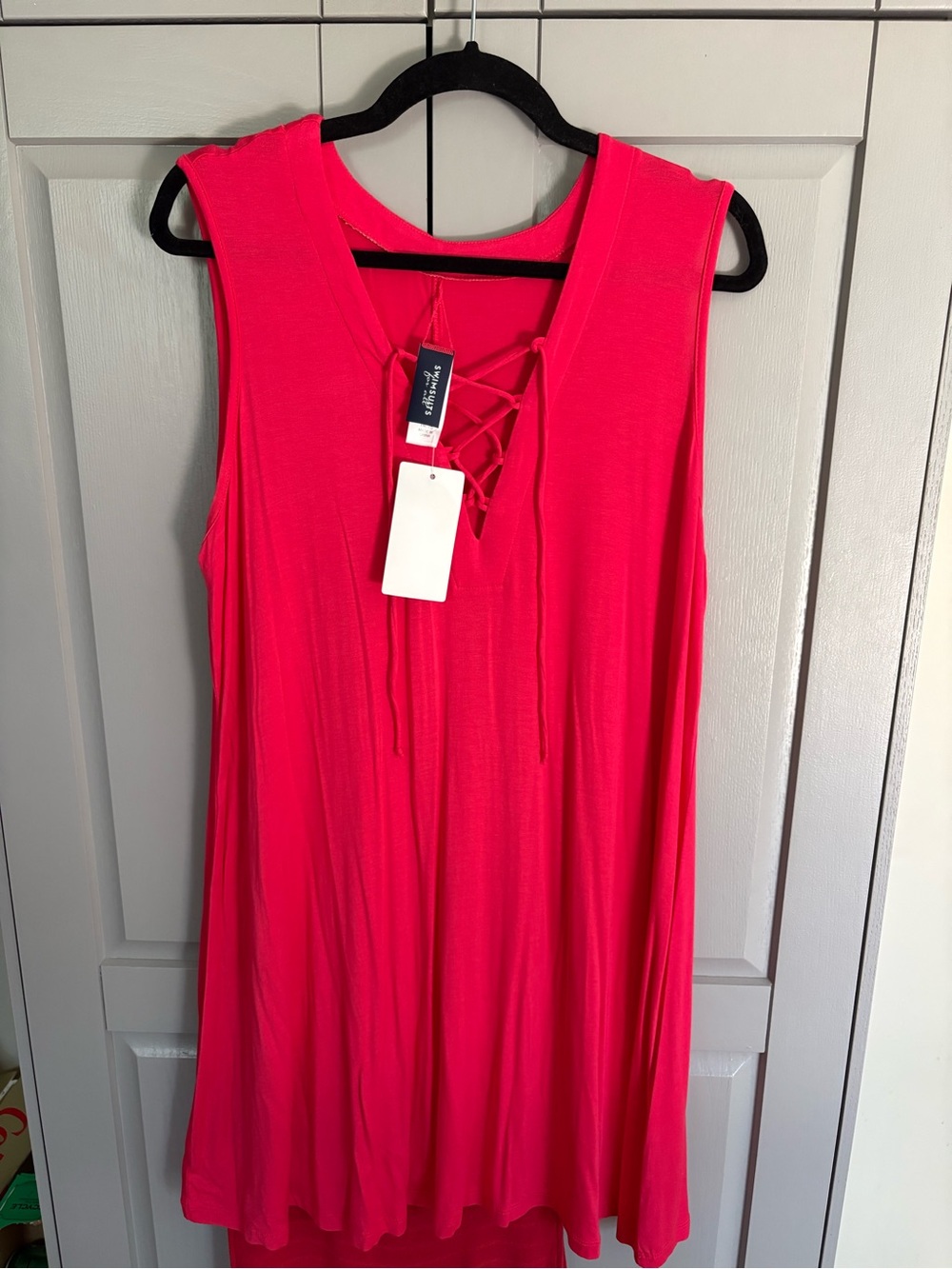 Swimsuits For All Hot Pink Lace-Up V-Neck cover up